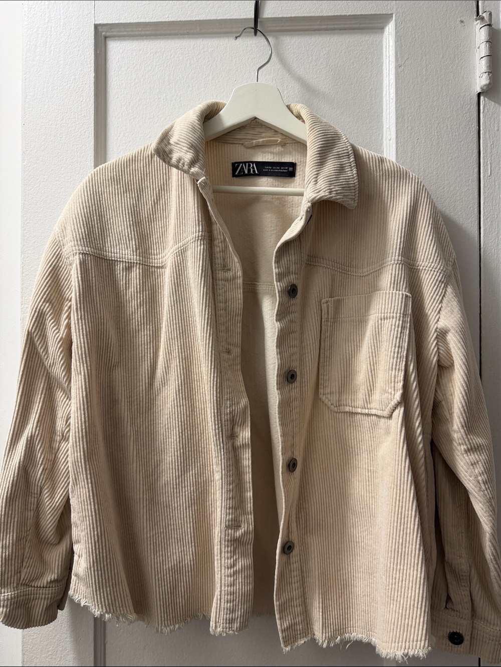 ZARA cream Corduroy shirt Jacket